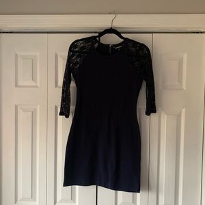 Express Bodycon Dress with Lace Sleeves